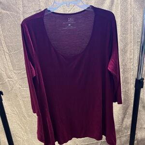 New York & Company Burgundy Long Sleeve Top
